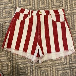 Show me your mumu red stripe denim shorts 26